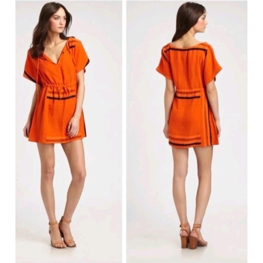 Ace & Jig Womens Small Black Orange Striped Tunic Top Dress Boho Shift Casual